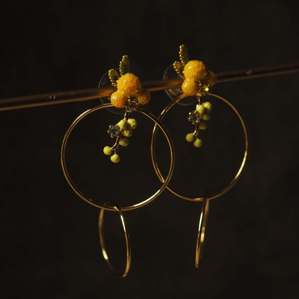 Vintage Lemon Double Hoop Earrings