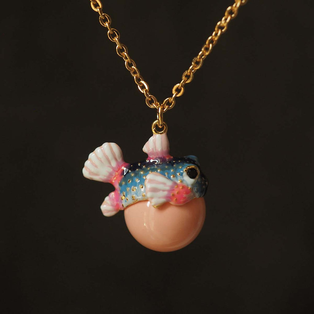 Vintage Pink Bubble Fish Necklace