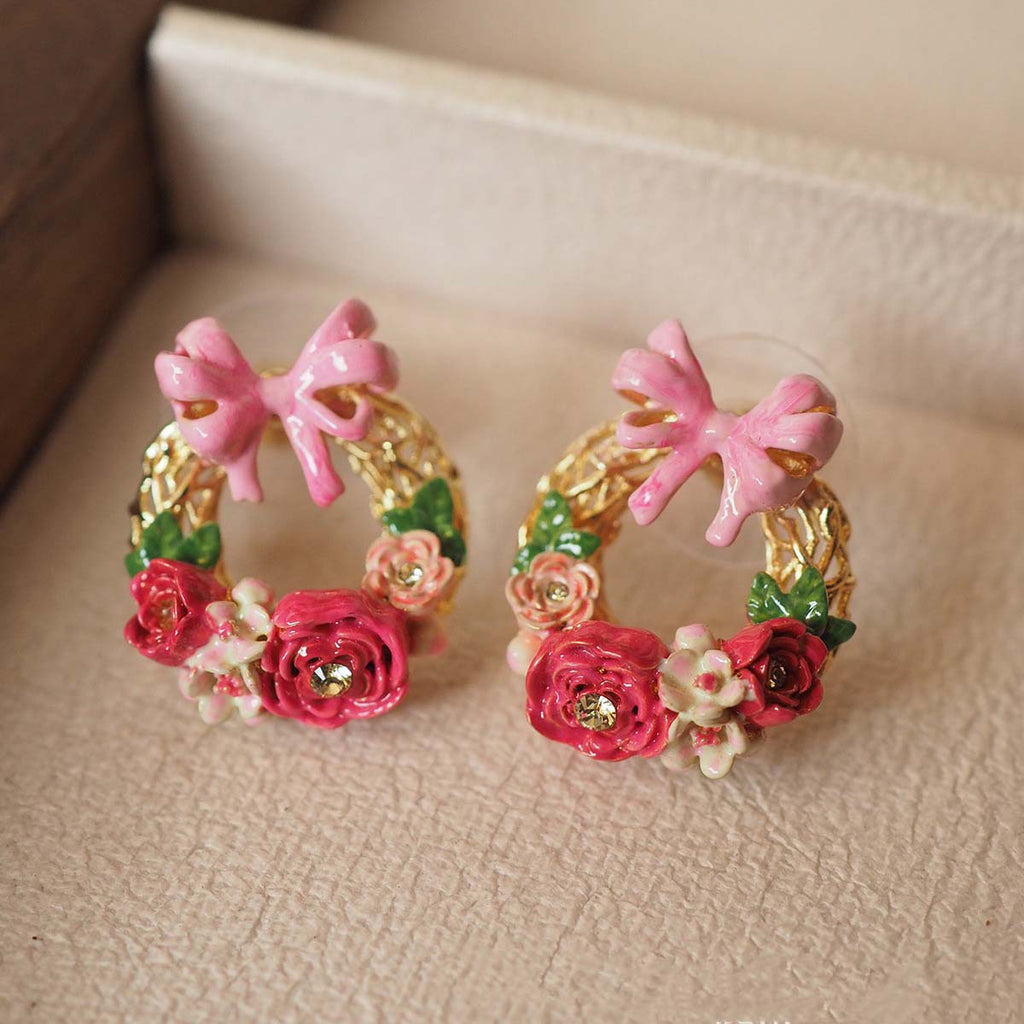 Vintage Rose Wreath Earrings