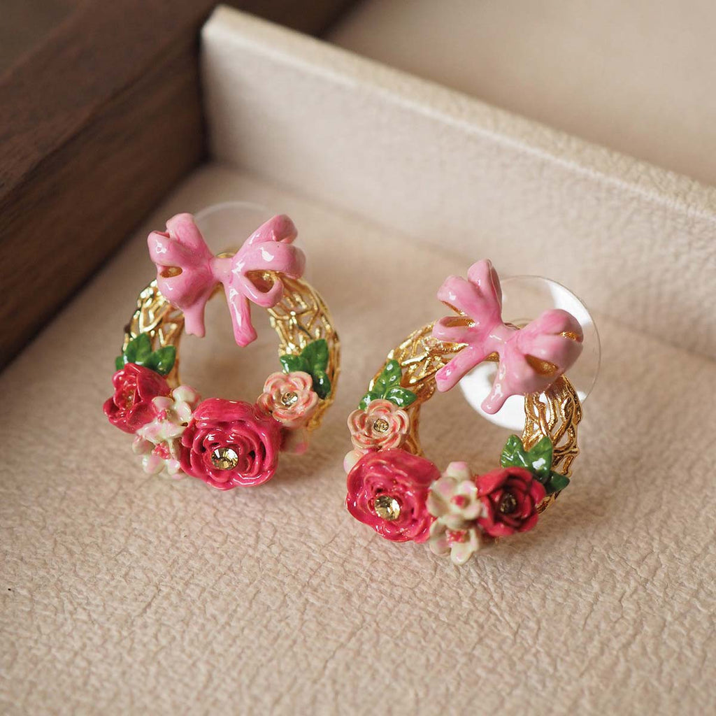 Vintage Rose Wreath Earrings