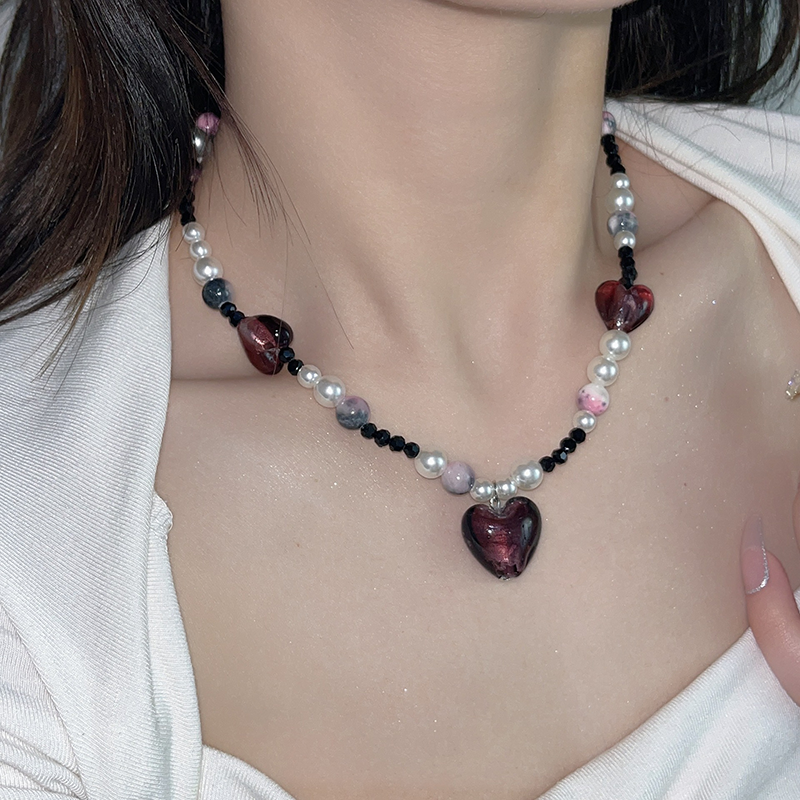 Y2K Heart Lucite Pendant Necklace